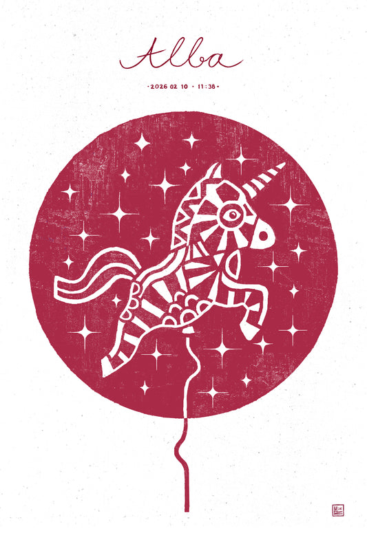 Baby stats poster - Unicorn balloon